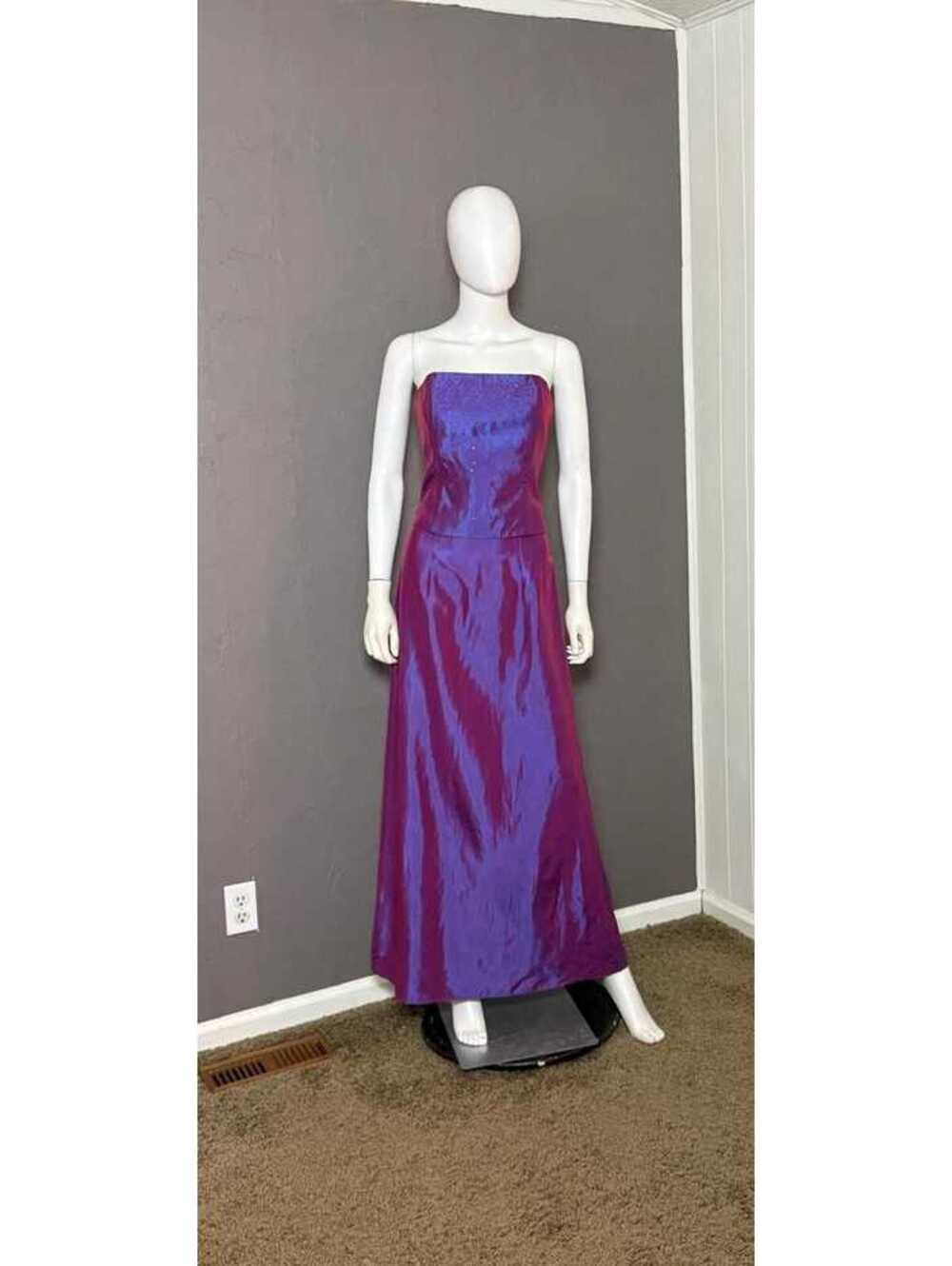 Y2K Gunne Sax Millenium 2000 Iridescent Purple Red Corset Top + Skirt S/M